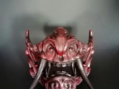 Oni half demon mask 3D print model