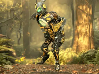 Cyborg Guardian Armor model pack Low-poly 3D model