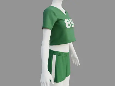 Womens t-shirt and shorts 3D model