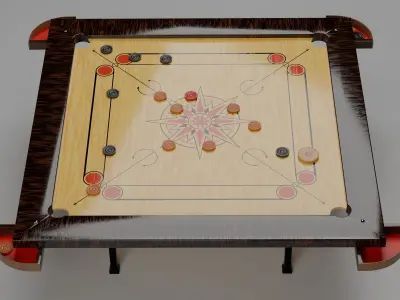 Carrom Board Low-poly 3D model