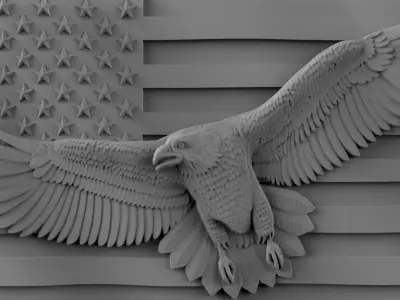 American Flag with Eagle 3D print model