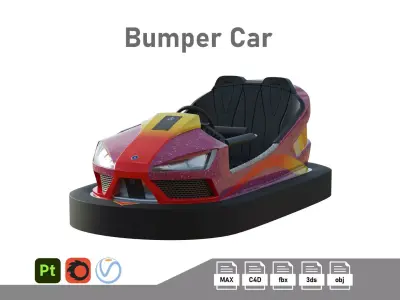 Bumper Car Pink Low-poly 3D model