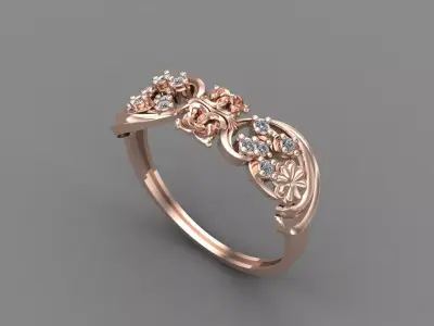 Womens Diamond Signet Ring Women Rings 3dmodels 3D print model 3D print model 17