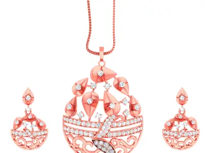 Pendant Earrings combo - 4884 3D print model