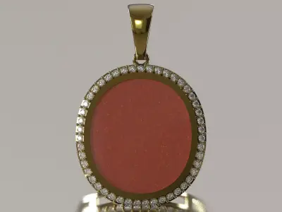 Circular Medallion Pendant with Diamond Halo jp0392 3D print model