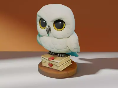 Hedwig-Inspired Stylized Owl 3D model