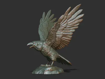 Raven spread its wings 3D print model