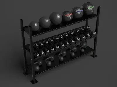 Rack with Sports Equipment 3D model