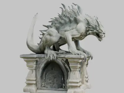 Detailed 3D Model of a Dragon Statue Low-poly 3D model