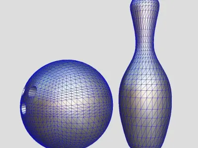 Bowling Ball and Pin Low-poly 3D model