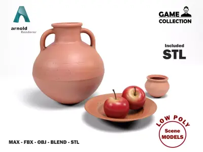 Pottery pack Low-poly 3D model