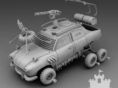 Car with high suspension 3D print model