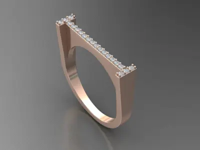 alphabet jewelry ring diamond letter I 3D print model
