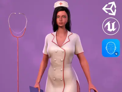 Nurse Doctor Girl - Stylized Casual Anime Realistic Character Low-poly 3D model