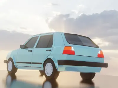 Volkswagen Golf II Low-poly style Low-poly 3D model