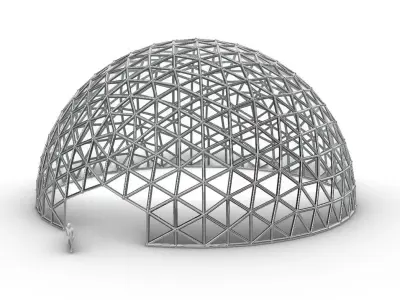 Geodesic Dome Large with Frame and Panels and Entryway 3D model