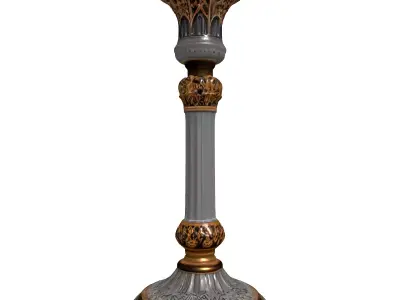 Ornate Vintage Candlestick Holder Low-poly 3D model