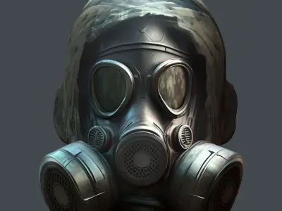 Gas mask helmet 3d model military combat Low-poly Low-poly 3D model 16