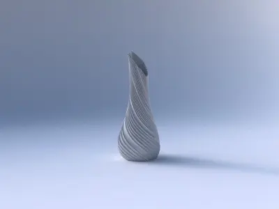 Vase twisted top bent hexagon 2 with twisted extruded lines 3D print model