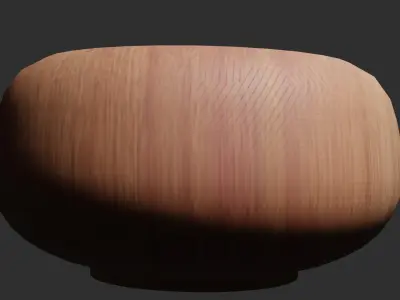 Bowl in scratch wood material  Low-poly 3D model