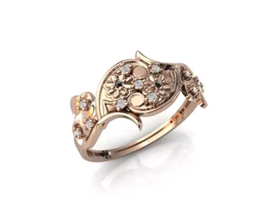 Women Ring Diamond Stone STL 3DM Lightweight Printable 3D print model 80