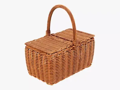 Wicker picnic basket 3D model