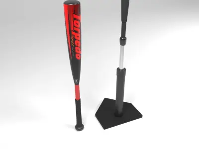 Baseball Sports Pack with Bat Tee and Ball 3D model