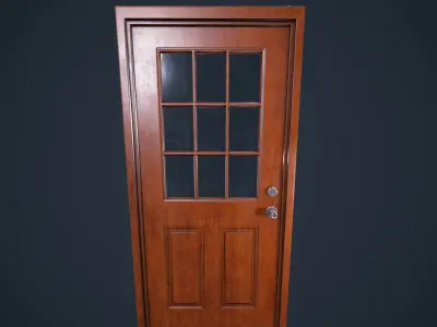 Door Wood Window M5 Low-poly 3D model