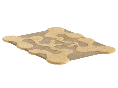 Beige Yellow Small Oops Rug 3D model