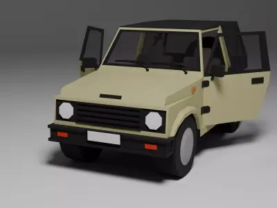 Low Poly 1980s Off-Road SUV 3D Model Car14 Low-poly 3D model