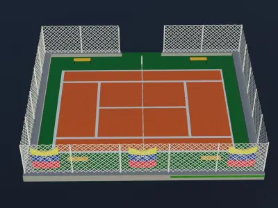 Tennis Court - Venezuela Low-poly 3D model
