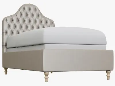 Restoration Hardware Reese Velvet Tufted Camelback Bed 3D model