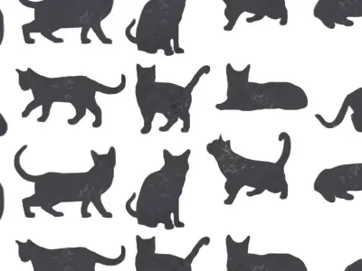 Cat Silhouettes Symbols 02 Low-poly 3D model