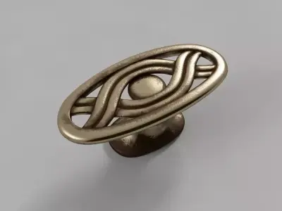 Oval Decorative Handle for Classic Kitchen Cabinets 3D model