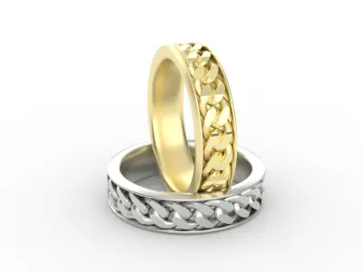 Ring with cuban chain design element Free 3D print model