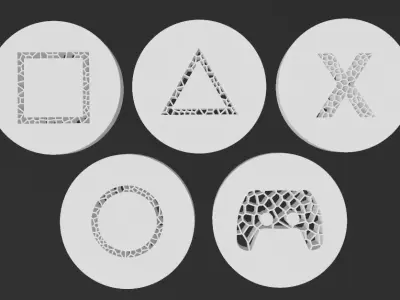 Voronoi gaming icons collection 3D print model