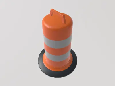 Stylized Low-Poly Cylinder Traffic Barrel Low-poly 3D model