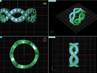 Intertwined Diamond Eternity Band Ring 3D print model