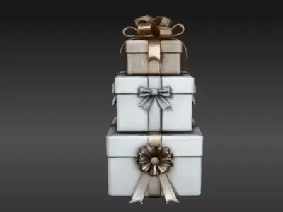 Gift Box Stack 3D Model Christmas Present Decor Low-poly 3D model