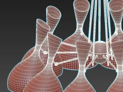 trumpet01 gold chandelier 3D model