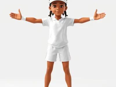 Animated Young Tennis Player Character Model  Rigged and Anim... Low-poly 3D model