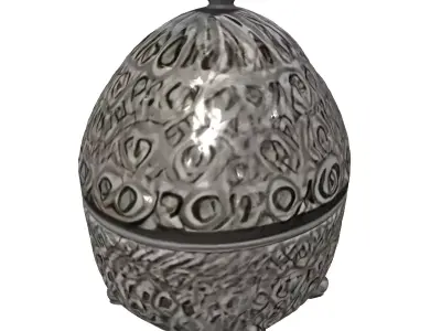 Elegant Silver Filigree Jewelry Box Low-poly 3D model