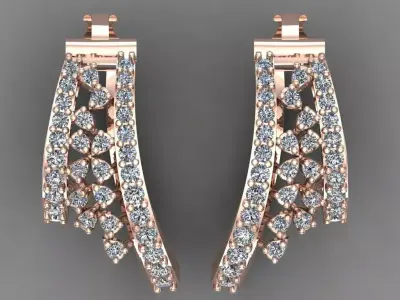 Rose Gold Diamond Women Earring 3D print Model 3D print model 2