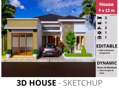 House 9x12m code 512 - Sketchup 3D model 3D model 3D model