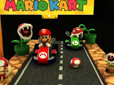 Mario Kart Scene Low-poly 3D model
