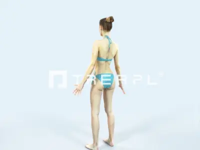 Beauty H Beach Animated Rigged Sports Woman Low-poly 3D model