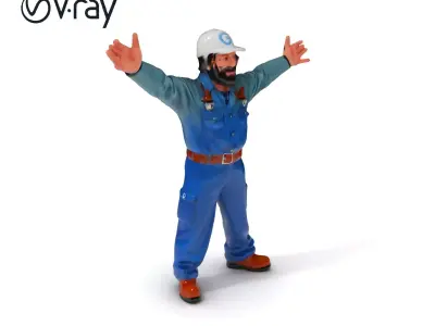 Friendly Mechanic D Character Model with High Detail and Rigging Low-poly 3D model
