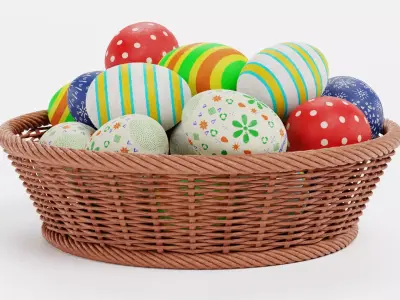 -Easter Eggs in Basket- 3D model