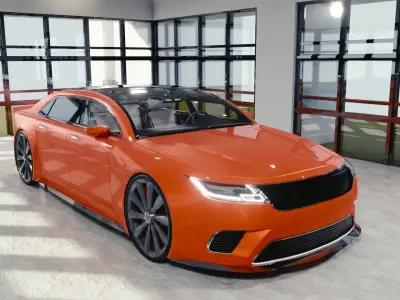 BLENDER EEVEE Brandless Mid Size 4 door sedan Low-poly 3D model