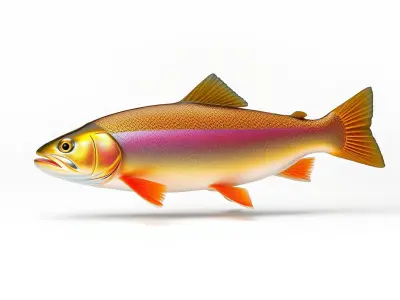 Golden Rainbow Trout 3D Realistic Model Pack Low-poly 3D model